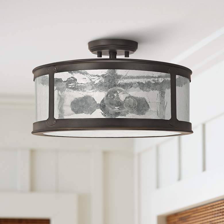 Image 1 Capital Dylan Glass 16"W Old Bronze Outdoor Ceiling Light