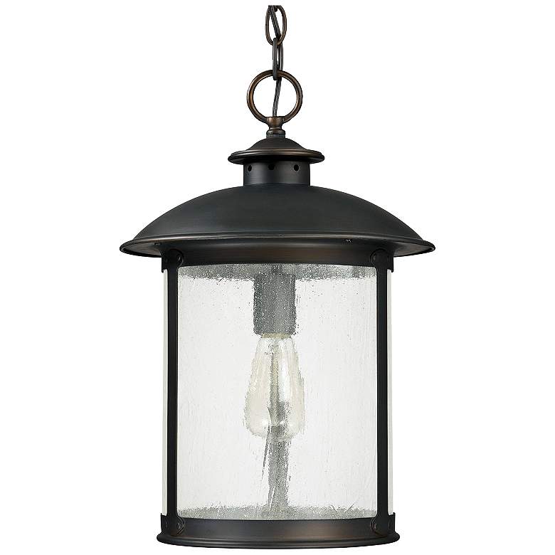 Image 1 Capital Dylan Glass 18"H Bronze Outdoor Hanging Light