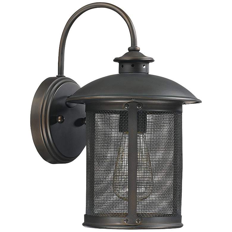 Image 1 Capital Dylan Mesh 12 1/2 inch High Bronze Outdoor Wall Light