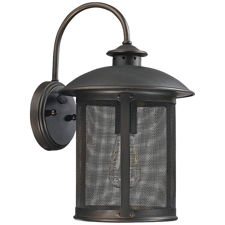 Image 1 Capital Dylan Mesh 15 1/4 inch High Bronze Outdoor Wall Light