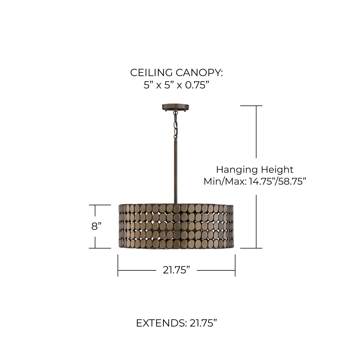 Image 5 Capital Eliana 21 3/4" Wide Dark Brass Drum Pendant Light more views