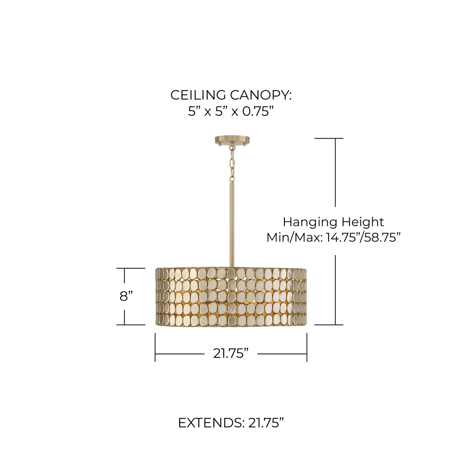 Image 6 Capital Eliana 21 3/4"W Champagne Brass Drum Pendant Light more views