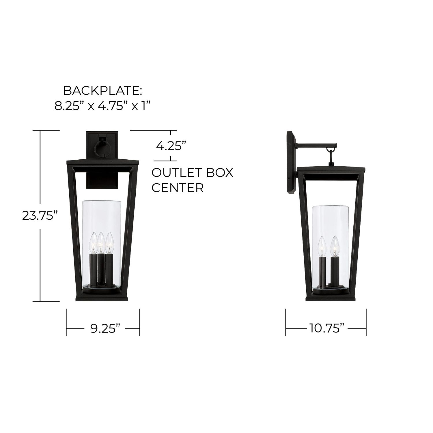 Image 7 Capital Elliott 23 3/4"H Black 3-Light Outdoor Wall Light more views