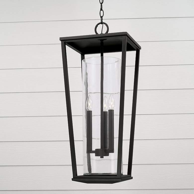 Image 1 Capital Elliott 30" High Black 3-Light Outdoor Hanging Light