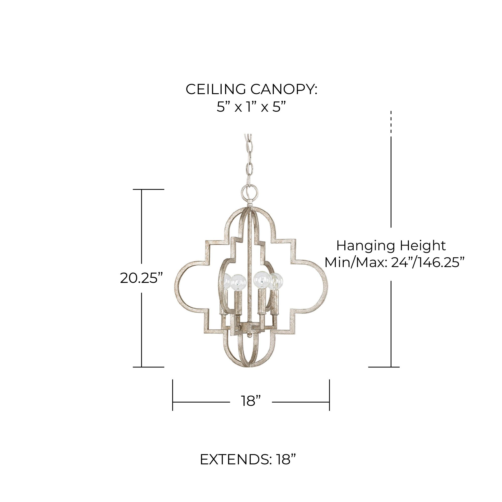 Image 2 Capital Ellis 18" Wide Antique Silver 4-Light Foyer Pendant more views