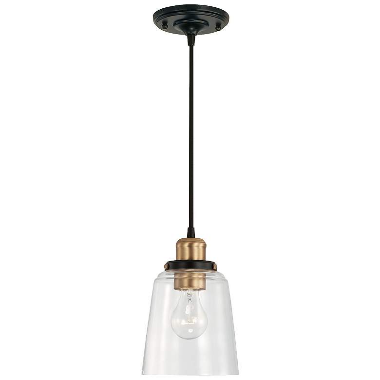 Image 2 Capital Fallon 6" Wide Aged Brass and Black Mini Pendant