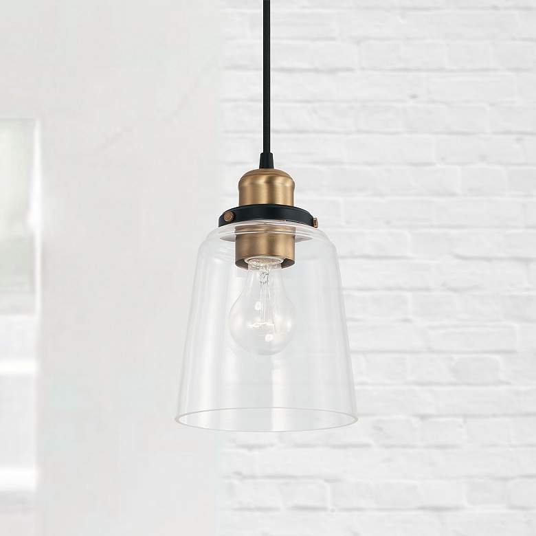 Image 1 Capital Fallon 6" Wide Aged Brass and Black Mini Pendant