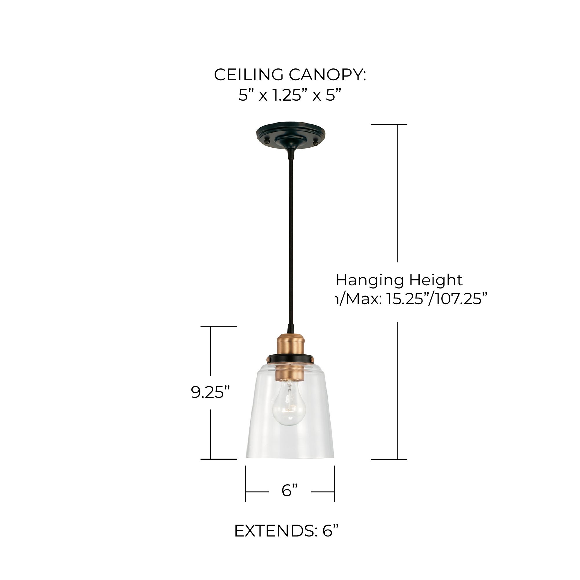 Image 4 Capital Fallon 6" Wide Aged Brass and Black Mini Pendant more views