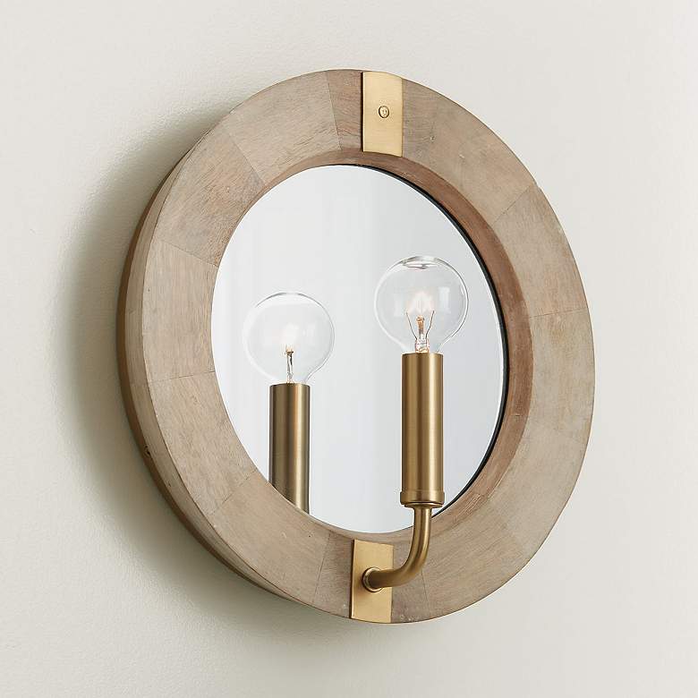 Image 1 Capital Finn 12"H White-Washed and Matte Brass Wall Sconce