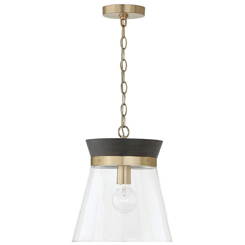 Image 2 Capital Finn 12"W Matte Brass and Black Stain Mini Pendant