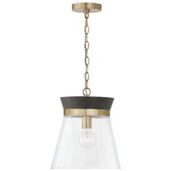 Capital Finn 12"W Matte Brass and Black Stain Mini Pendant