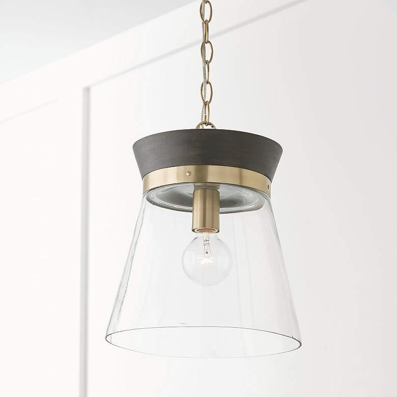 Image 1 Capital Finn 12"W Matte Brass and Black Stain Mini Pendant