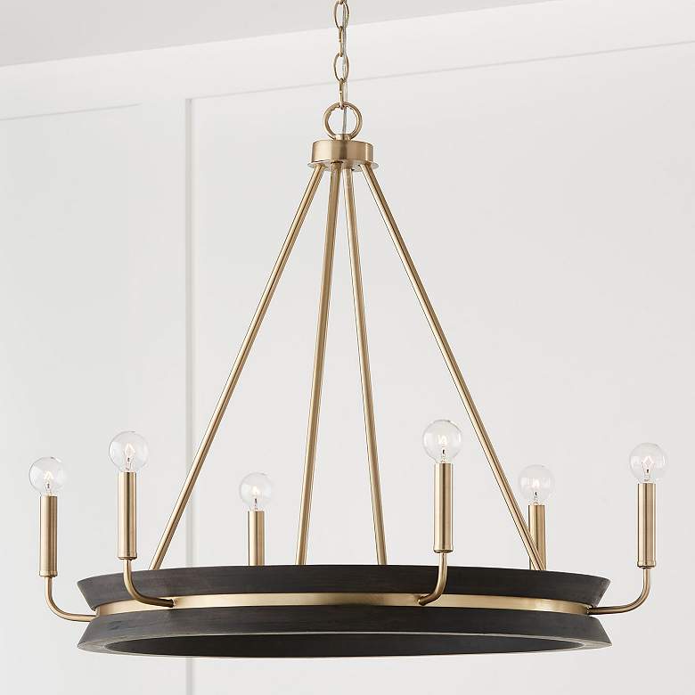 Image 1 Capital Finn 31"W Matte Brass Black 6-Light Ring Chandelier