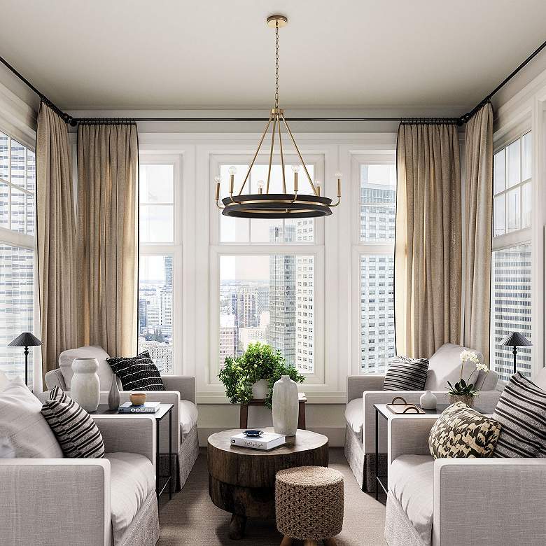 Image 3 Capital Finn 31"W Matte Brass Black 6-Light Ring Chandelier more views