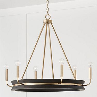 Capital Finn 31"W Matte Brass Black 6-Light Ring Chandelier
