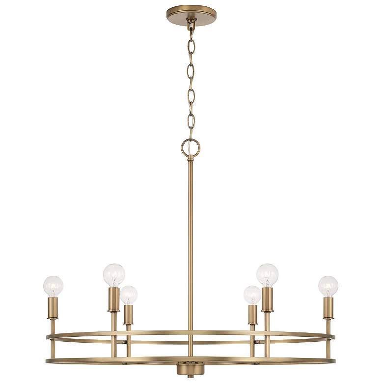Image 1 Capital Fuller 28" Wide Aged Brass 6-Light Chandelier
