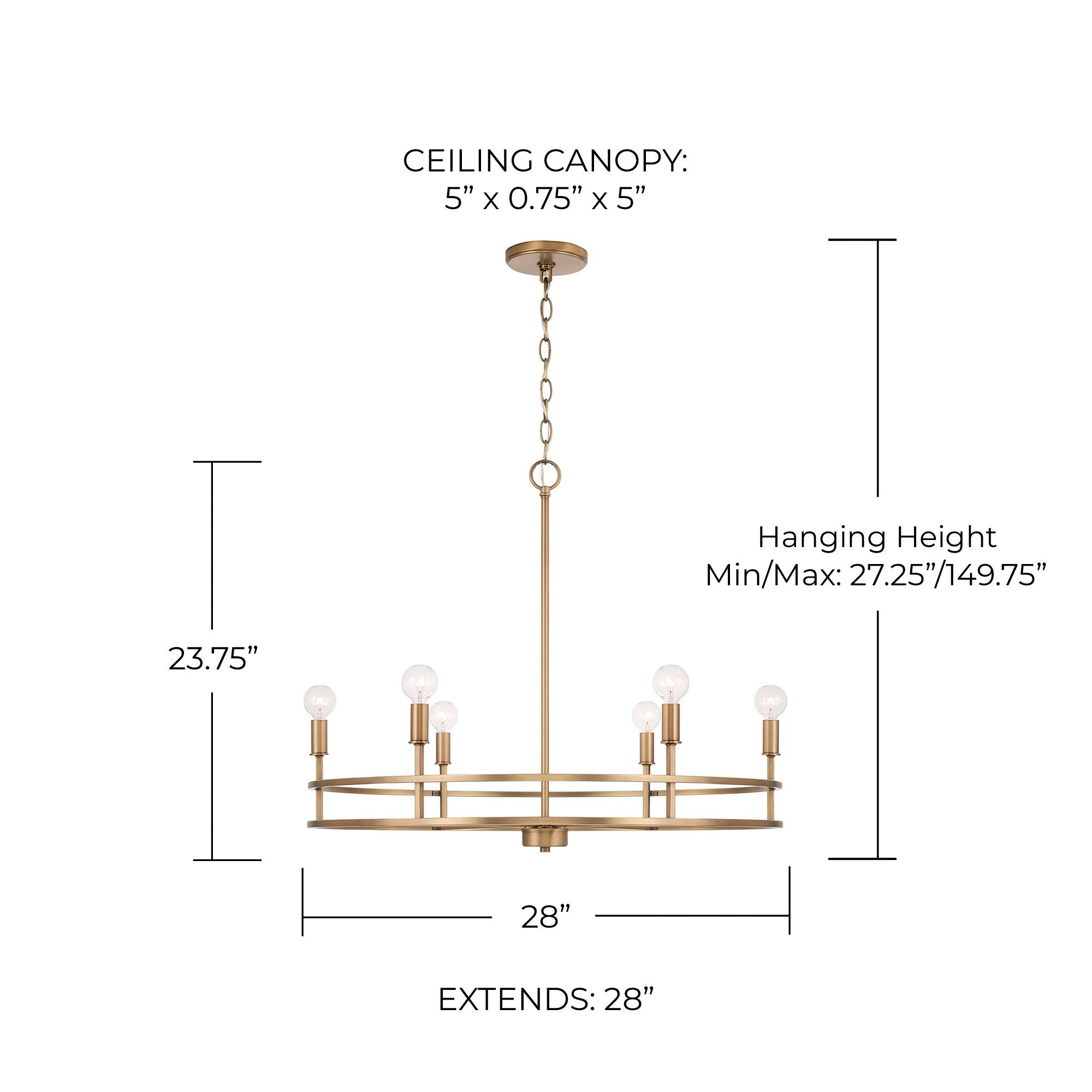 Image 5 Capital Fuller 28" Wide Aged Brass 6-Light Chandelier more views