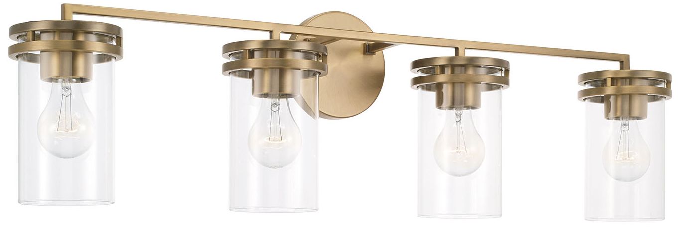 Capital Fuller 33 1/2" Wide Aged Brass 4-Light Bath Light