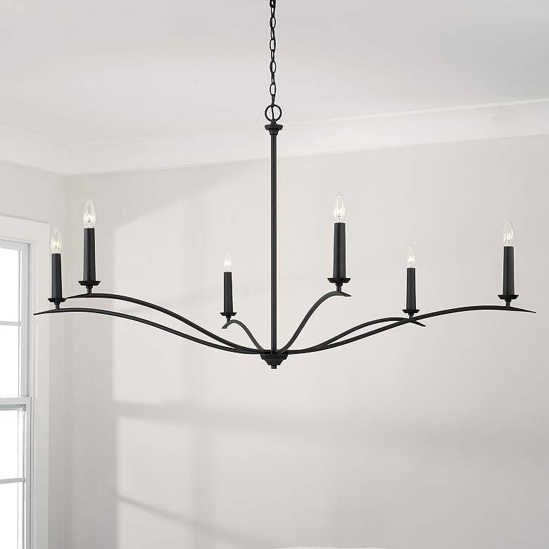 Image 1 Capital Grady 57" Wide Black Iron 6-Light Chandelier
