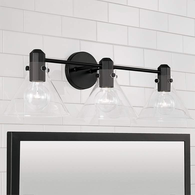 Image 1 Capital Greer 28 1/4" Wide Matte Black 3-Light Bath Light