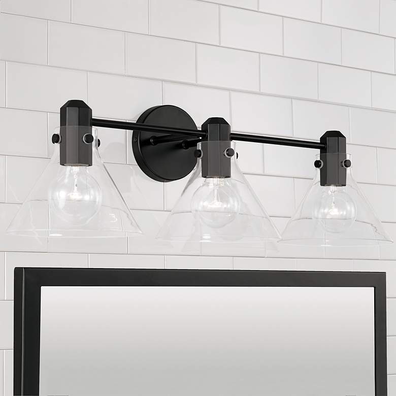 Image 1 Capital Greer 28 1/4 inch Wide Matte Black 3-Light Bath Light