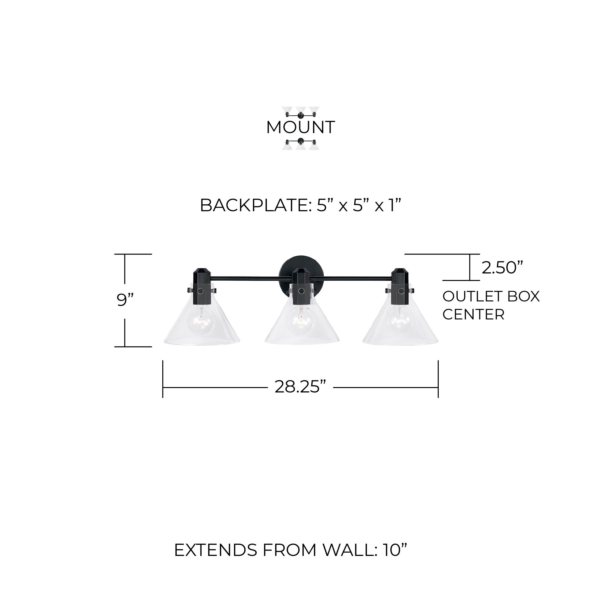 Capital Greer 28 1/4" Wide Matte Black 3-Light Bath Light