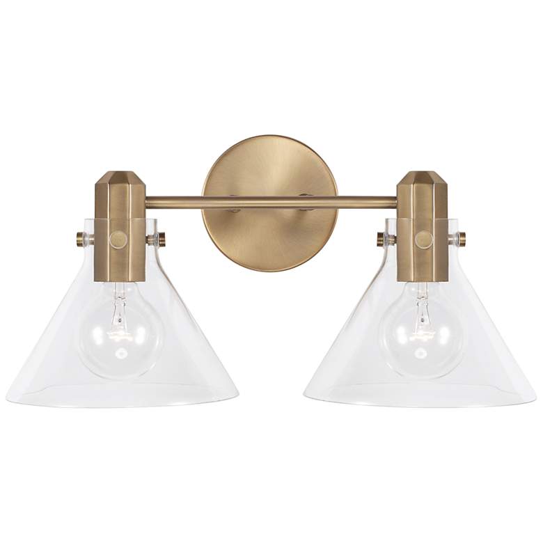 Image 2 Capital Greer 9" High Aged Brass 2-Light Wall Sconce