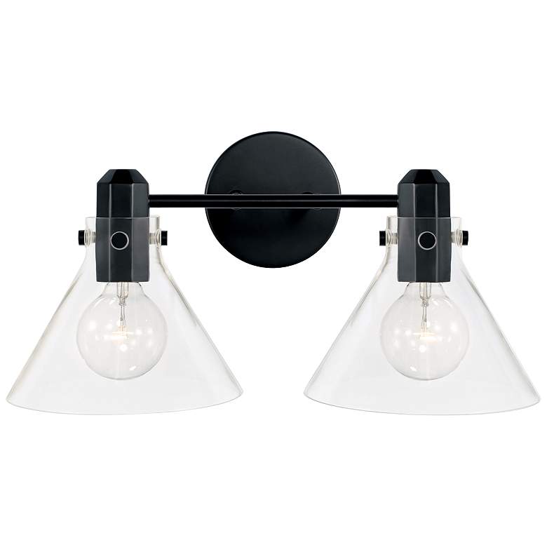 Image 2 Capital Greer 9" High Matte Black 2-Light Wall Sconce