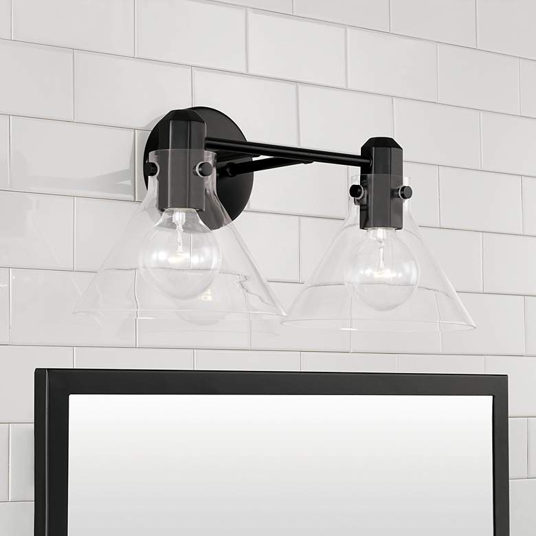 Image 1 Capital Greer 9" High Matte Black 2-Light Wall Sconce
