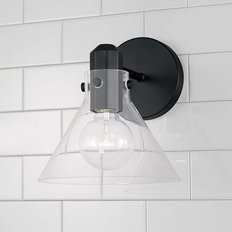 Image 1 Capital Greer 9" High Matte Black Wall Sconce