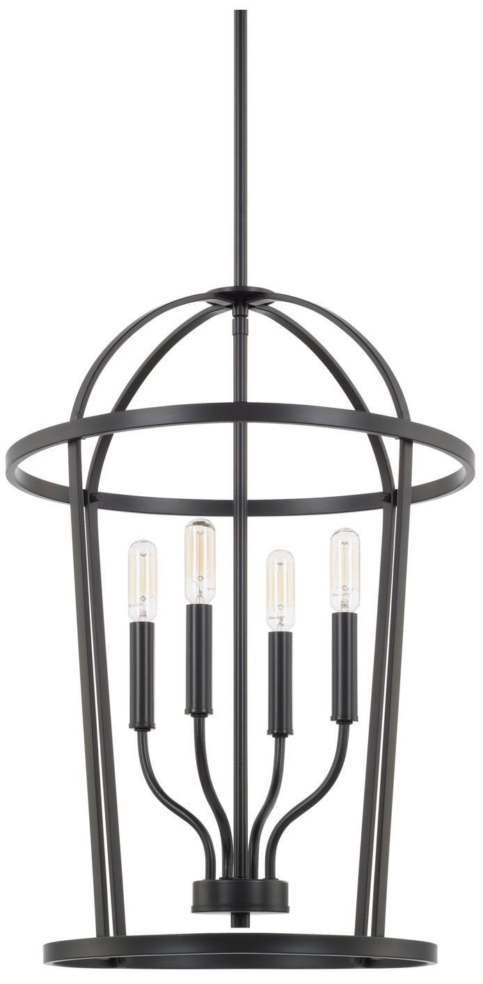 Capital Greyson 16" Wide Matte Black 4-Light Foyer Pendant