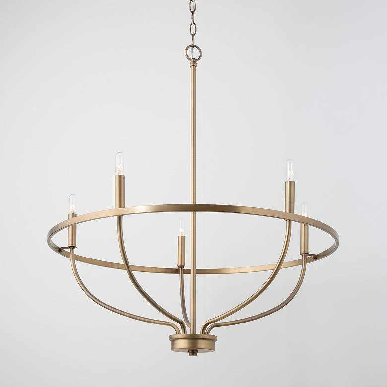 Image 1 Capital Greyson 29" Wide Aged Brass 5-Light Chandelier