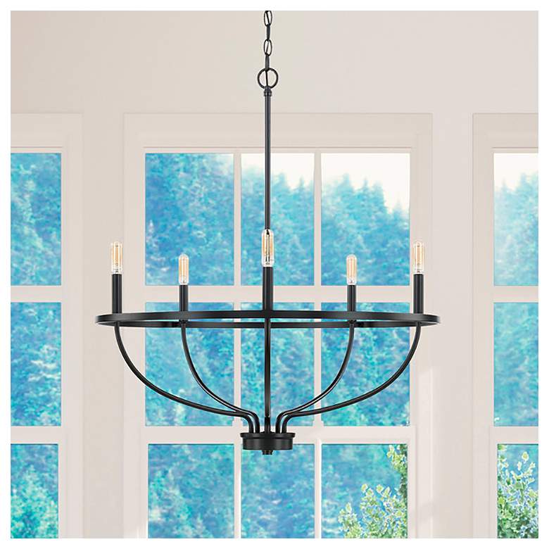 Image 1 Capital Greyson 29" Wide Matte Black 5-Light Chandelier