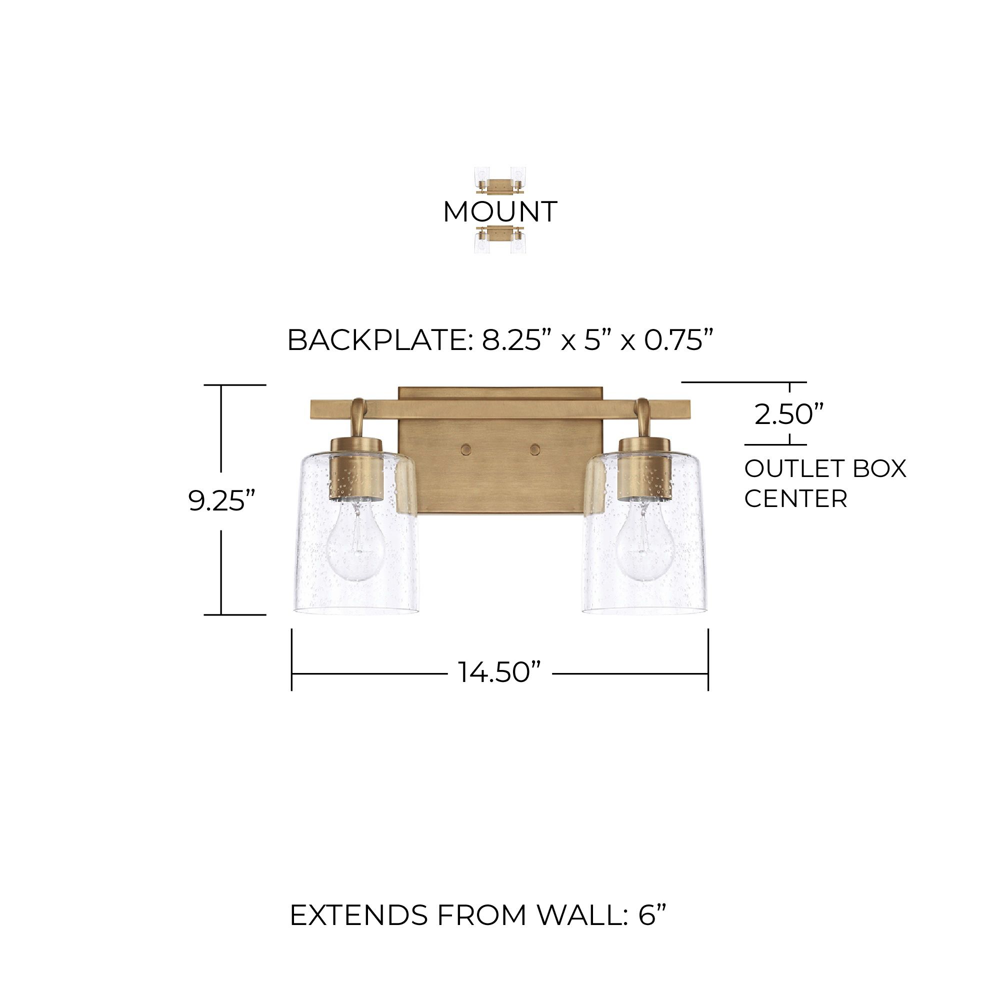 Image 2 Capital Greyson 9 1/4" High Aged Brass 2-Light Wall Sconce more views