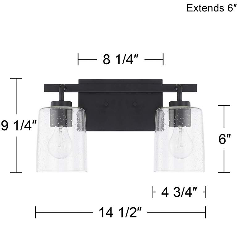 Image 6 Capital Greyson 9 1/4 inch High Matte Black 2-Light Wall Sconce more views