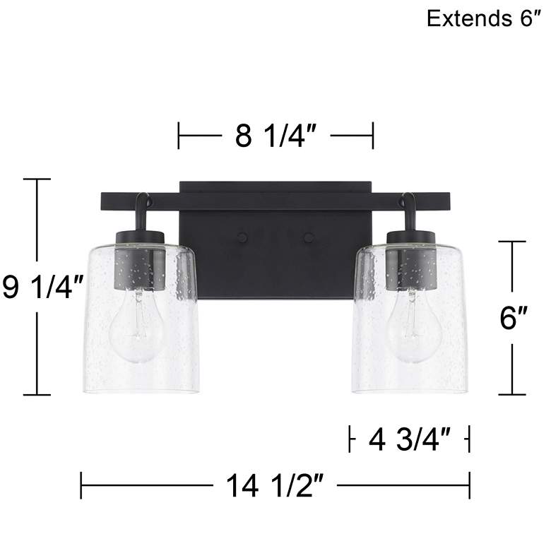 Image 6 Capital Greyson 9 1/4" High Matte Black 2-Light Wall Sconce more views