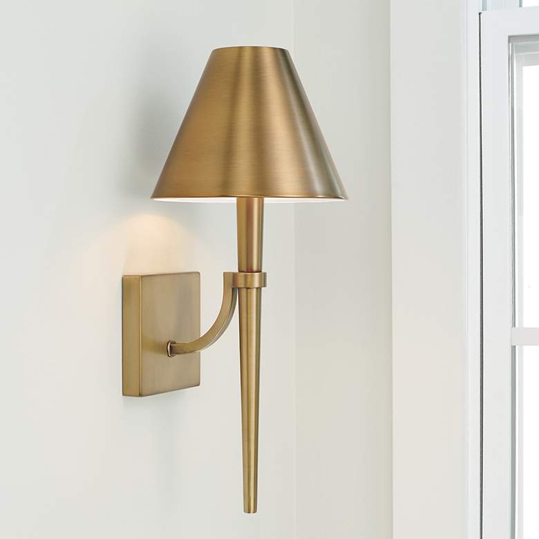 Image 1 Capital Holden 18 3/4" High Aged Brass Metal Wall Sconce