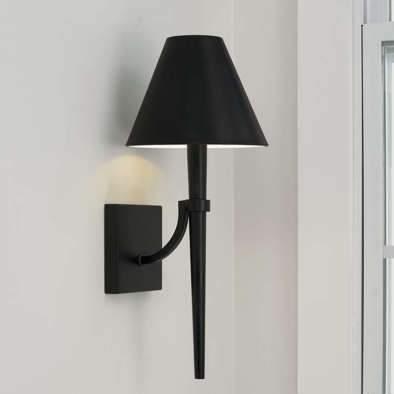 Image 1 Capital Holden 18 3/4 inch High Matte Black Metal Wall Sconce