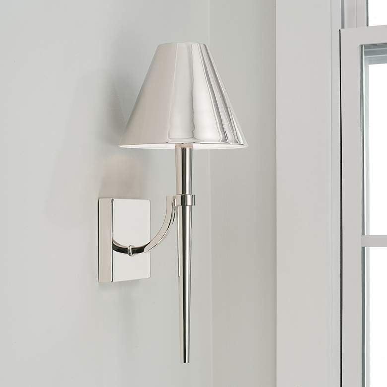 Image 1 Capital Holden 18 3/4 inchH Polished Nickel Metal Wall Sconce