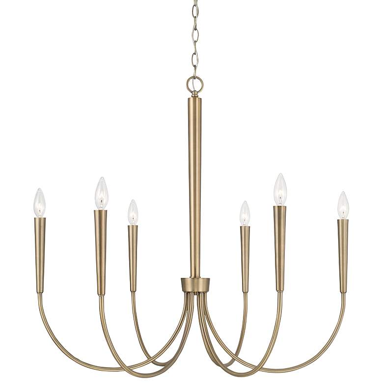 Image 2 Capital Holden 33" Wide Aged Brass 6-Light Candelabra Arm Chandelier