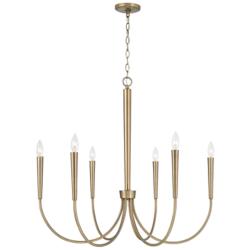 Capital Holden 33" Wide Aged Brass 6-Light Candelabra Arm Chandelier