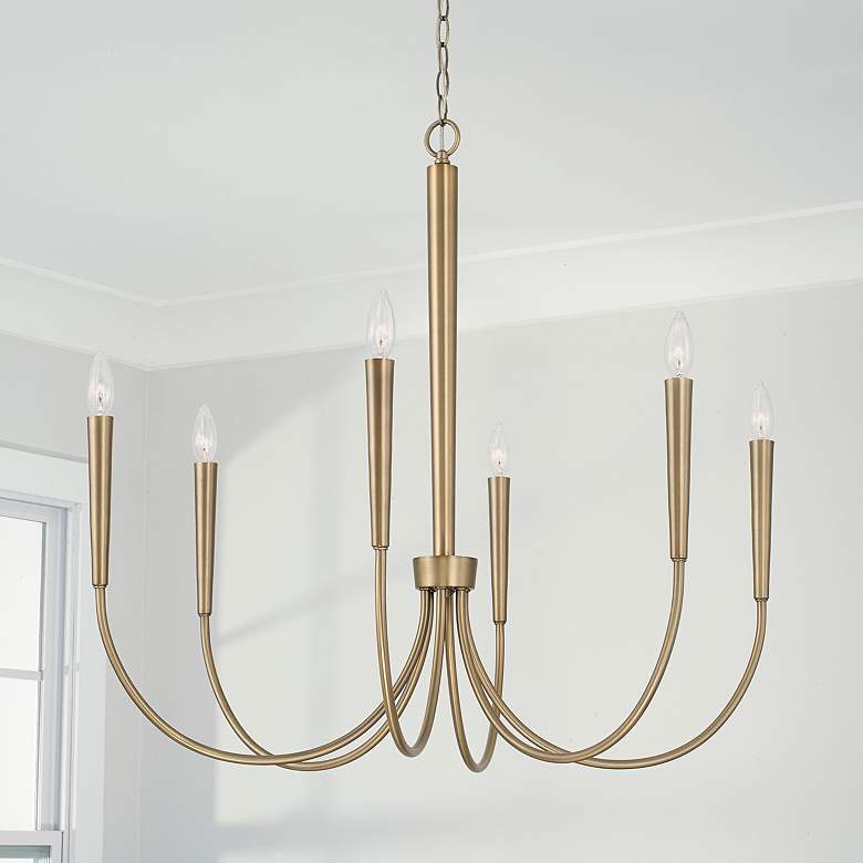 Image 1 Capital Holden 33" Wide Aged Brass 6-Light Candelabra Arm Chandelier