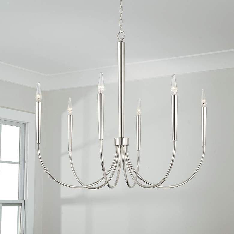 Image 1 Capital Holden 33" Wide Polished Nickel 6-Light Chandelier