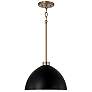 2_Capital HomePlace Ross 13" Modern Aged Brass and Black Dome Pendant
