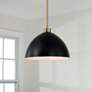 1_Capital HomePlace Ross 13" Modern Aged Brass and Black Dome Pendant