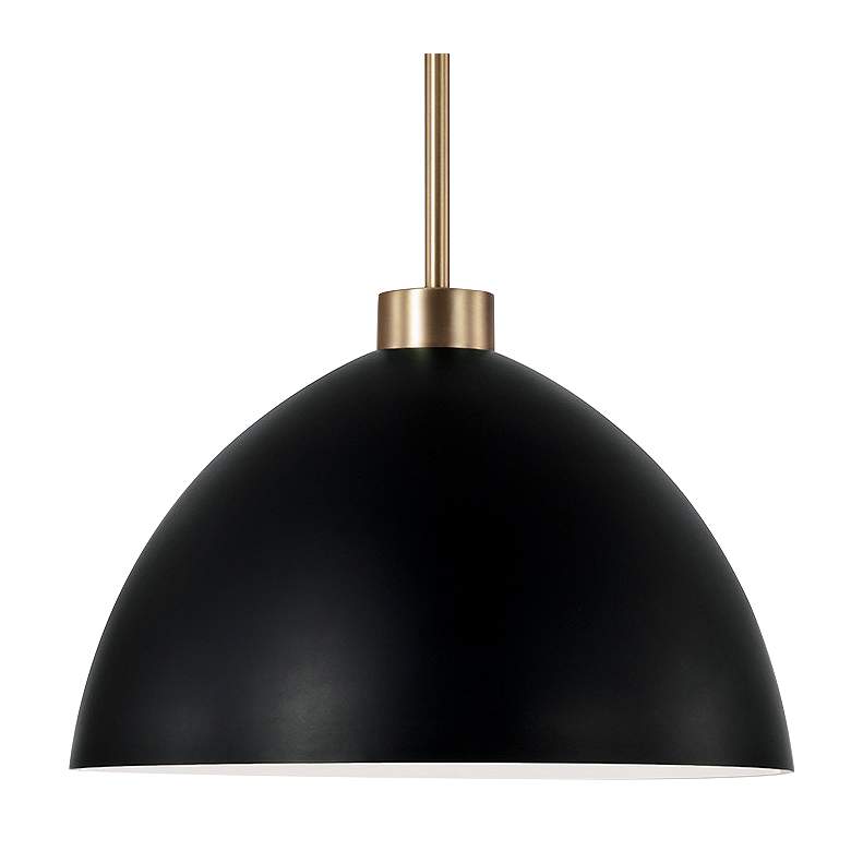Image 3 Capital HomePlace Ross 13" Modern Aged Brass and Black Dome Pendant more views