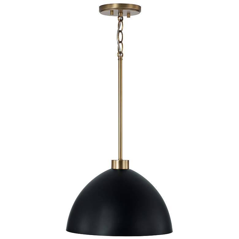 Image 4 Capital HomePlace Ross 13" Modern Aged Brass and Black Dome Pendant more views