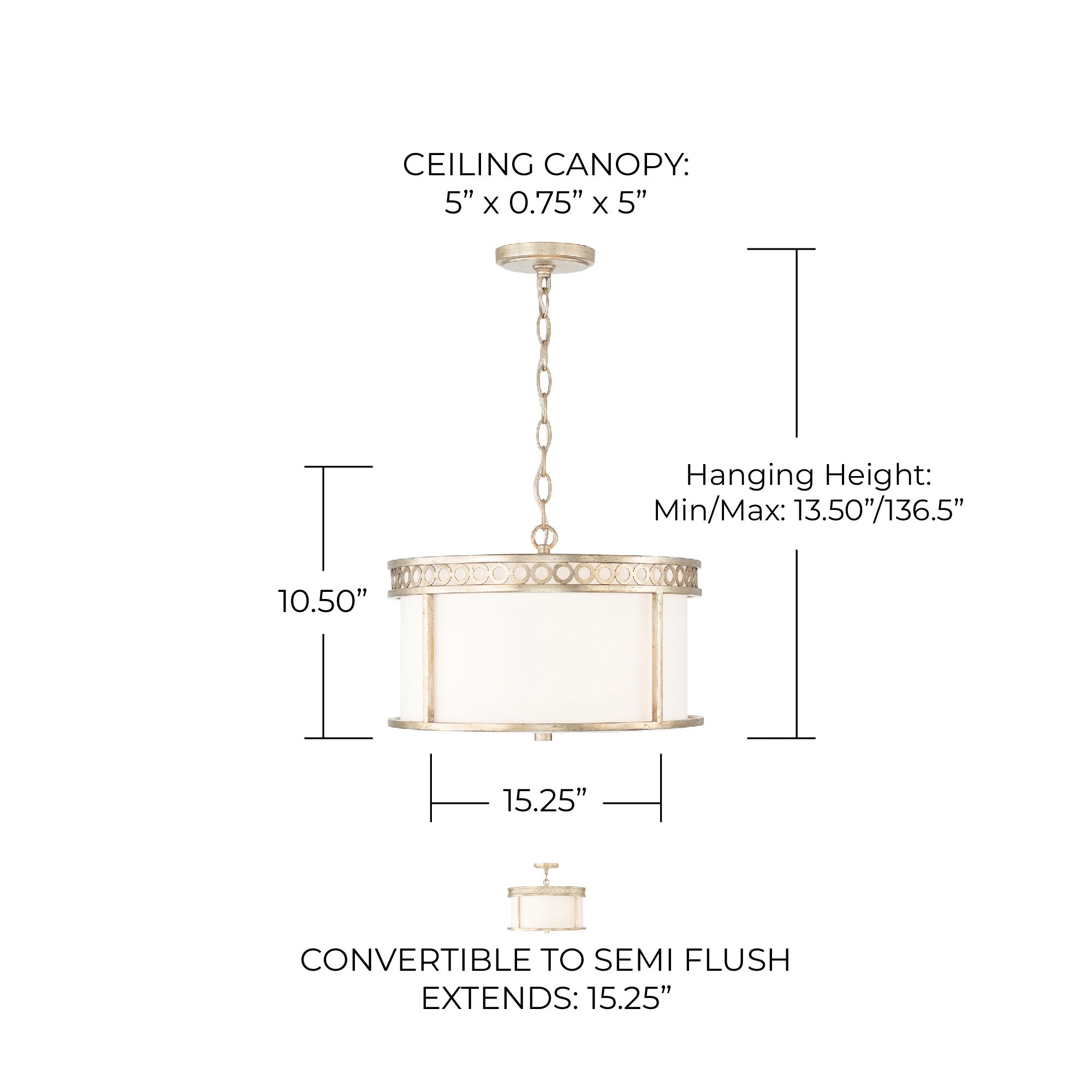 Capital Isabella 15 1/4" Wide Winter Gold Drum Ceiling Light