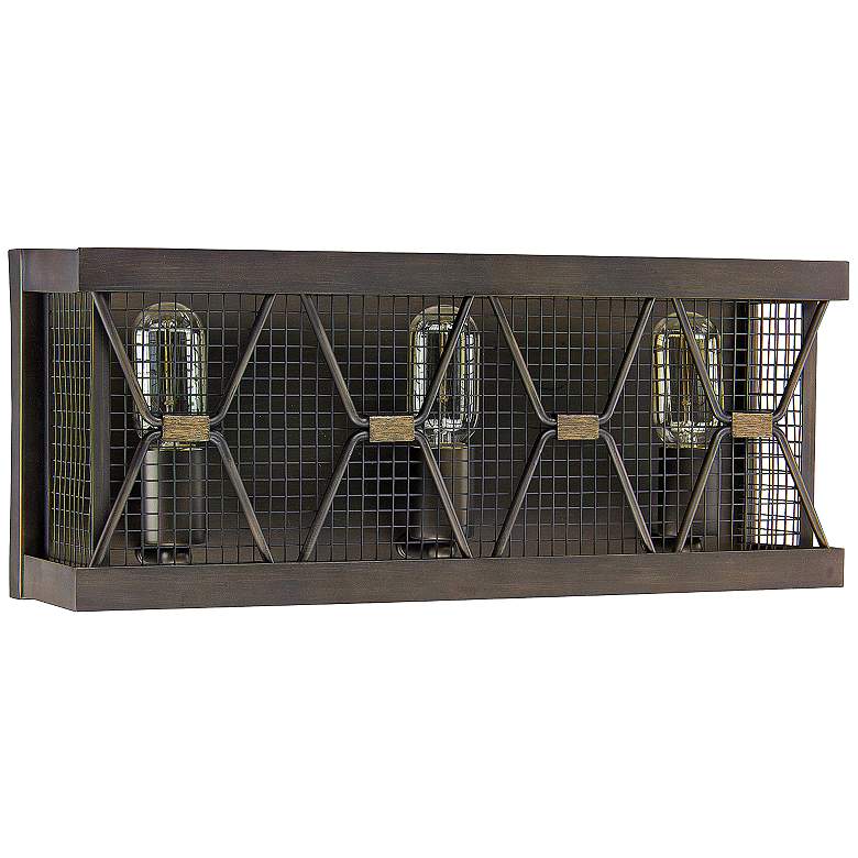 Image 1 Capital Jackson 19 3/4"W 3-Light Bronze Cage Bath Light
