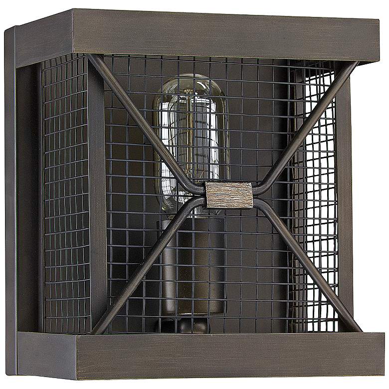 Image 1 Capital Jackson 8 inchH Oiled Bronze Cage Square Wall Sconce